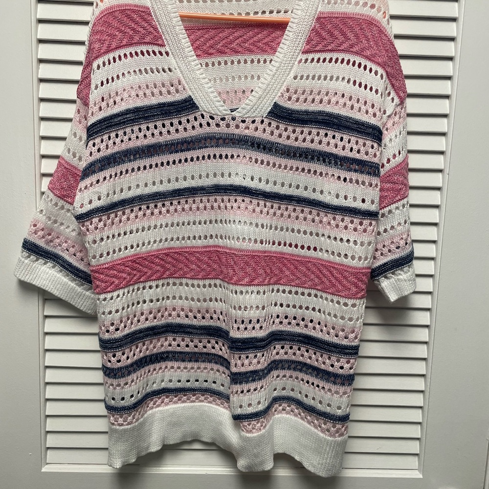 Striped Pink and White Women's Sweater